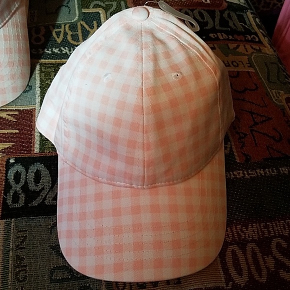 Pink Checkered Cap Velcro Closure OSFM NWT - Picture 1 of 3